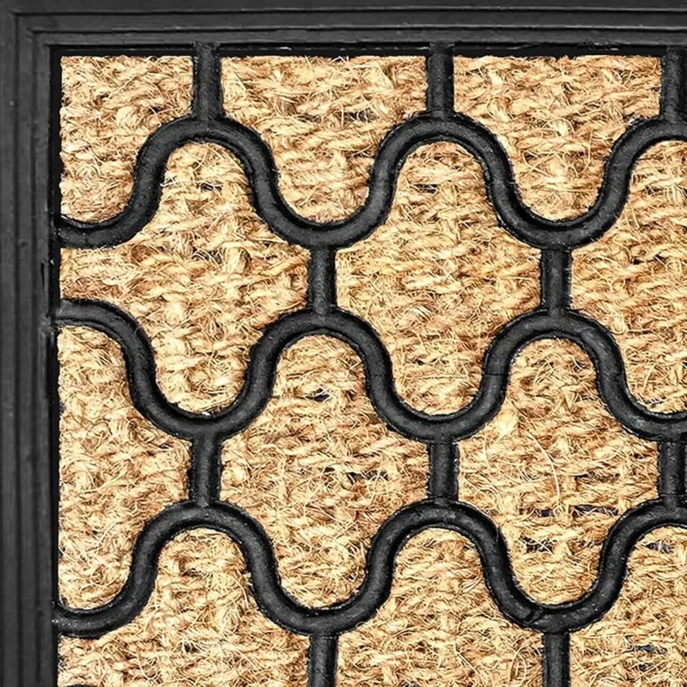 Geometric Entrance Door Mat, 100% Natural Coconut Husk Fibers & Non-Skid